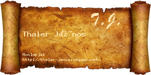 Thaler János névjegykártya